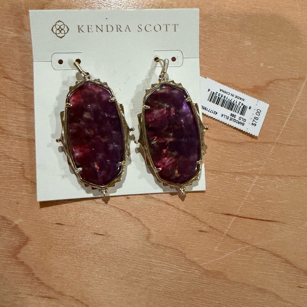 Kendra Scott Gold and Purple Drop Earrings